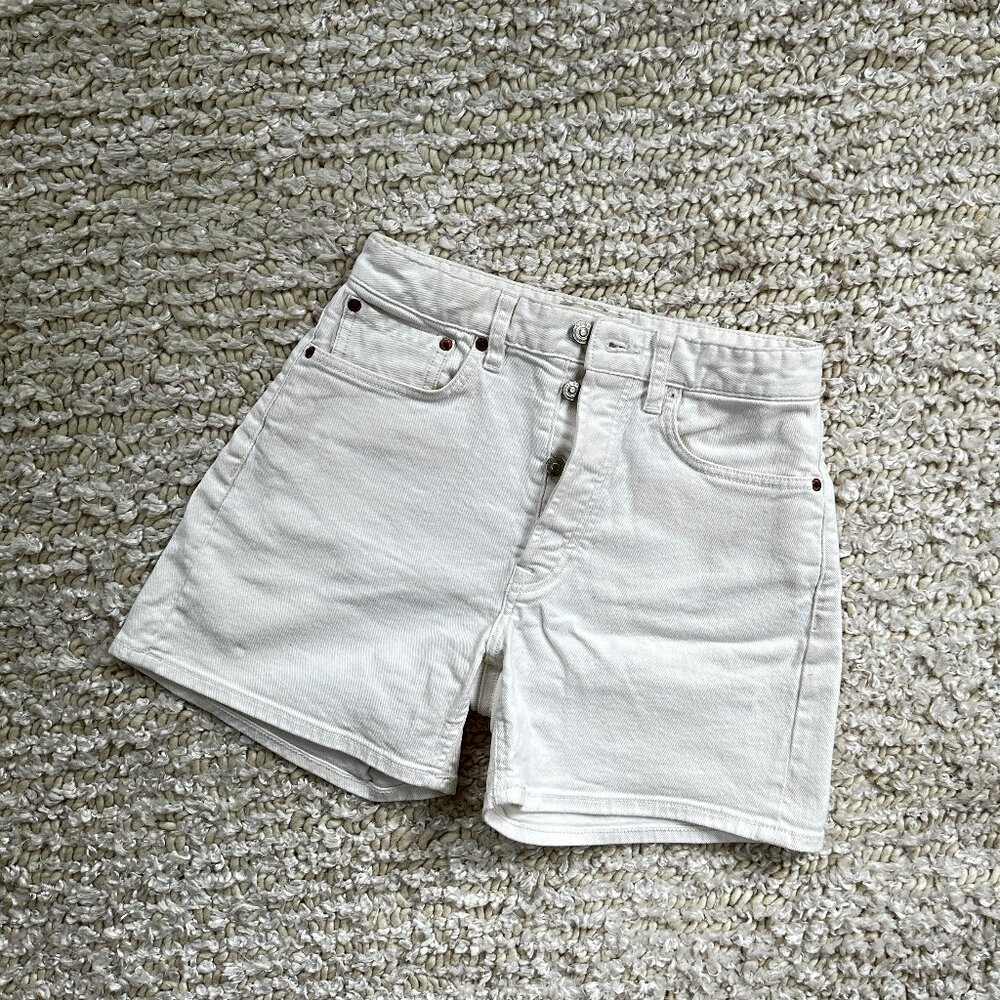 Buck Mason White Natural Rider Shorts size 25